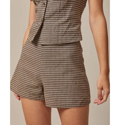 The Brown High Waisted Plaid Shorts The Brown High Waisted Plaid Shorts