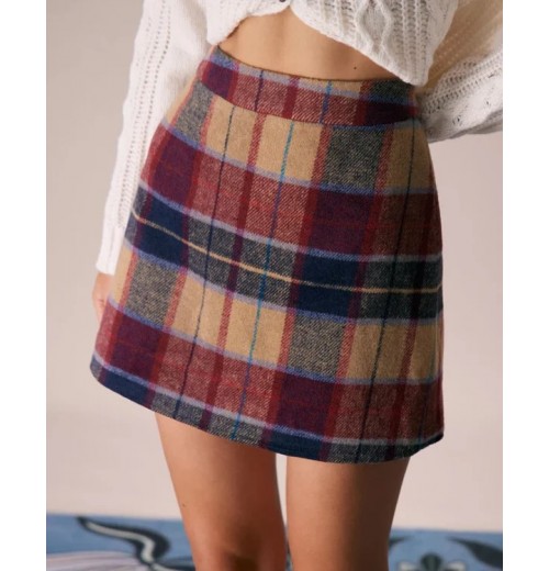 The Red Plaid Zipper Fly Tweed Mini Skirt The Red Plaid Zipper Fly Tweed Mini Skirt